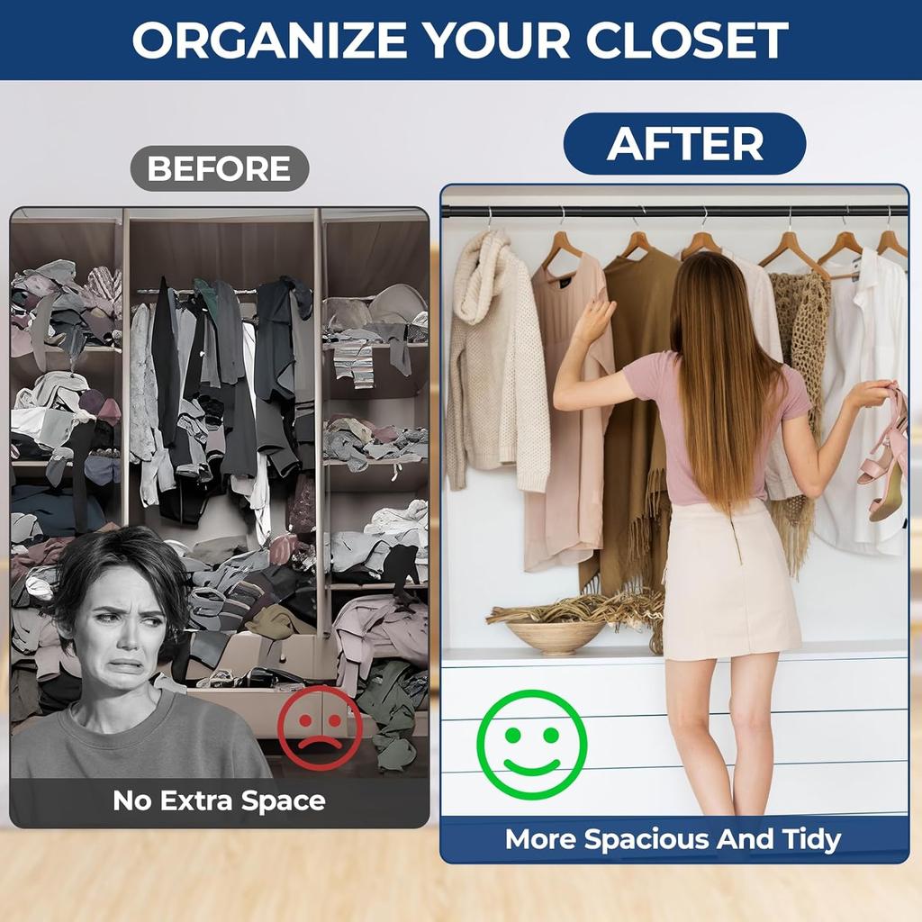 Mavivegue Closet Rod, 17 to 84 Inch Adjustable Closet Rods for Hanging Clothes, Heavy Duty Tension Rod, Black Curtain Rod, for Closet, Wardrobes,