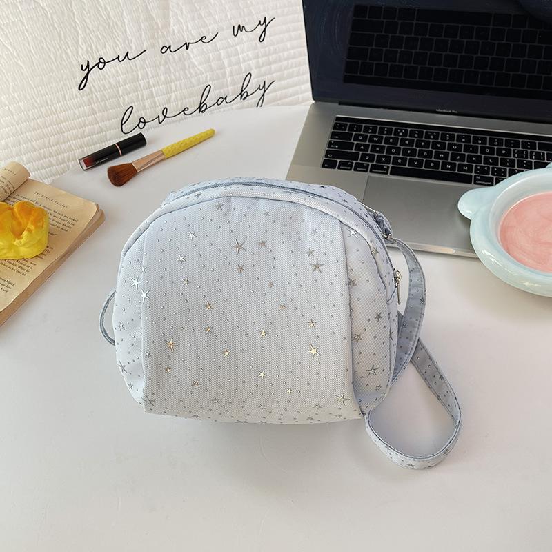 New Canvas Star Print Shoulder Bag for Women Fashionable Shell Shape Crossbody Casual Daily Handbag