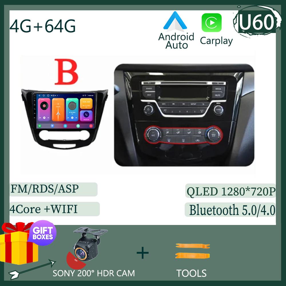 Android 14 AI Voice Wireless CarPlay Android Auto Radio For Nissan Qashqai J11 Nissan X trail T32 2014 - 2017 4G Car Multimedia