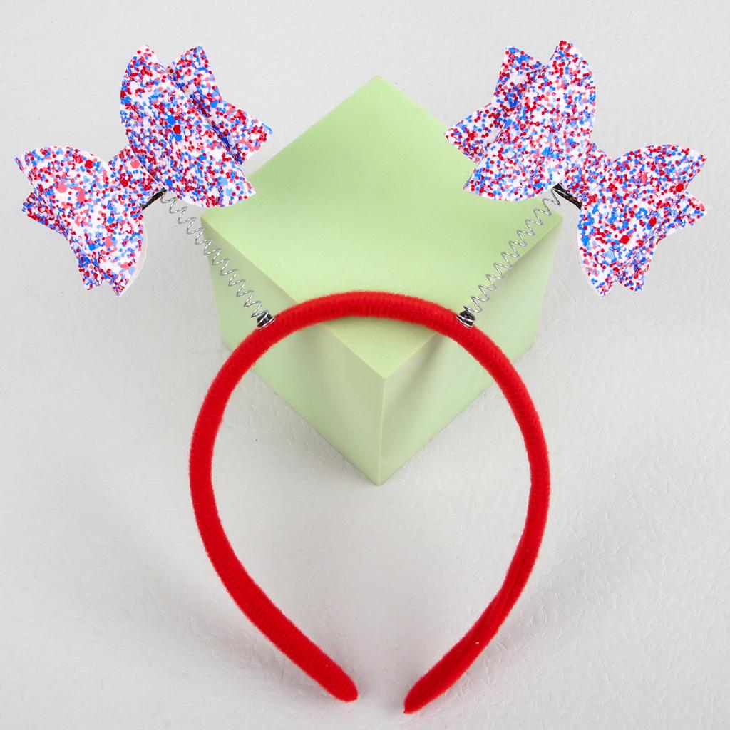 Fashion USA Independence Headbands for Girls Glitter Hair Bows Hairbands Star Bows Headbands Girls Kids Party Hair Accessories
