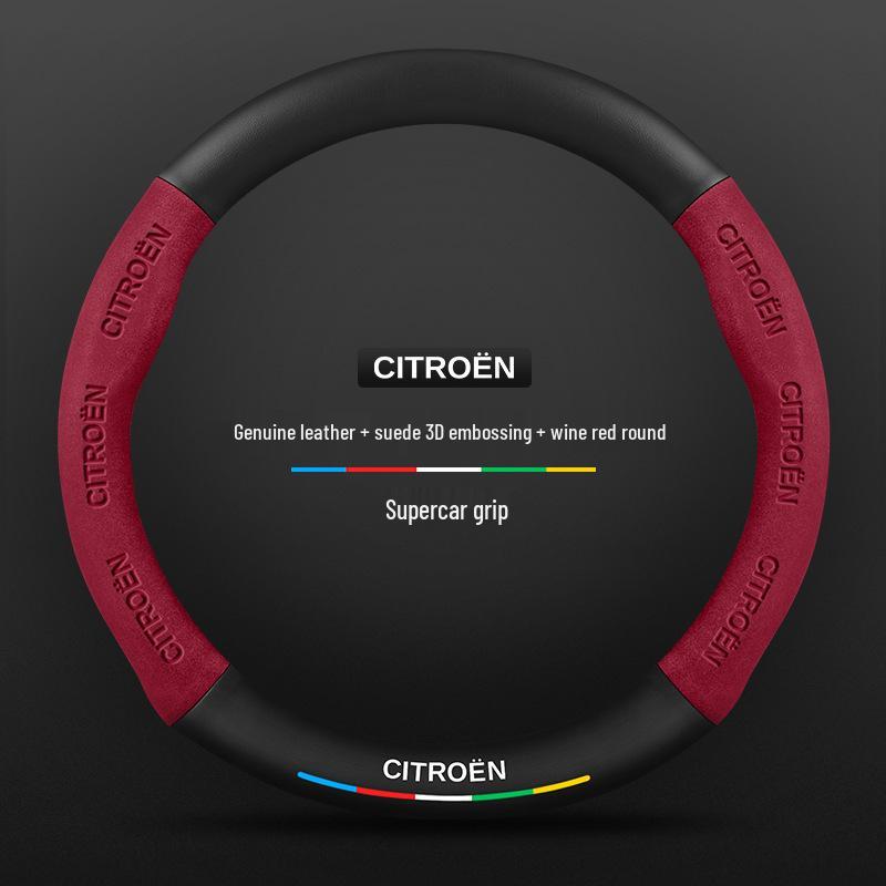 Universal Non-Slip Suede Steering Wheel Cover for Citroen: All-Season, Breathable Design for Men and Women