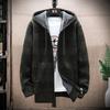 Caldo Maglione Invernale da Uomo con Cappuccio in Pile Cardigan a Maglia Giacca a Quadri Cappotto