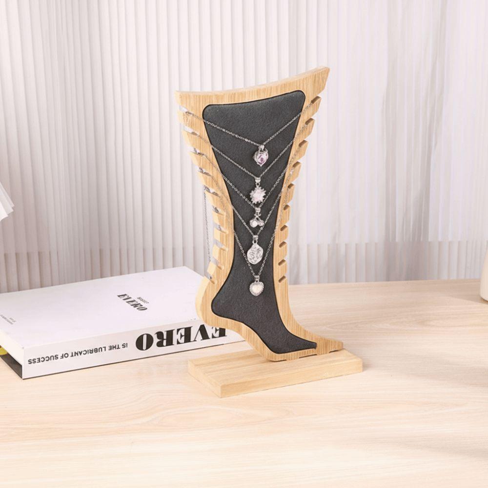 Foot Shaped Velvet Wooden Board Holder Storage Jewelry Hanging Stand  Show Case