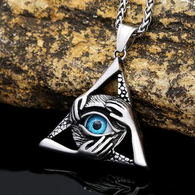 Evil Hand Pendant Men's Hip Hop Triangle Eye Necklace