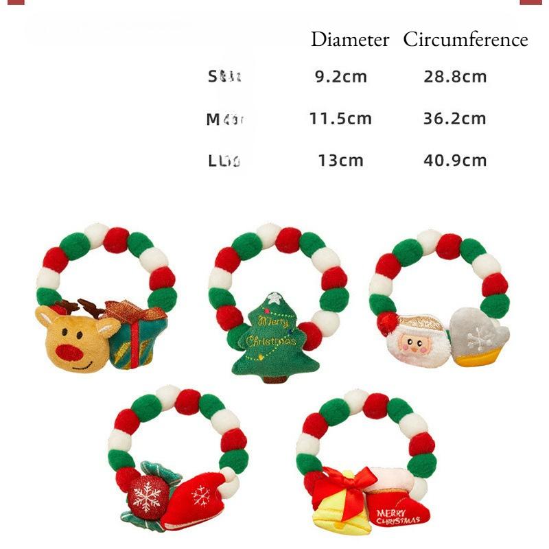 Christmas Plush Ball Pet Elastic Collar for Winter Holiday Christmas Parties Pet Dog Cat Costume Accessories for Taking Photos