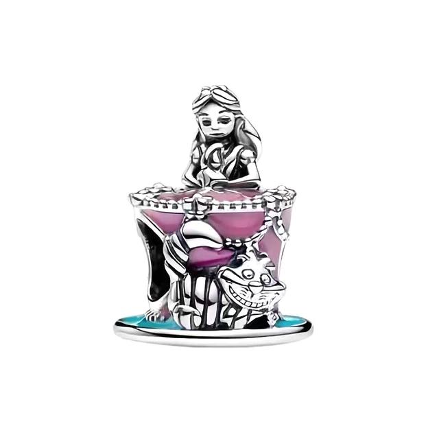 Miniso  925 Silver Dumbo Mickey Mouse Charm Bead DIY Fine Jewelry Bracelet Original Pendant