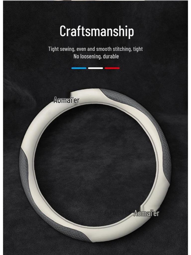 Genuine Leather Steering Wheel Covers for Kia K5, Sportage, K4, K3, Sorento, KX5, KX7, Carnival, and Forte.