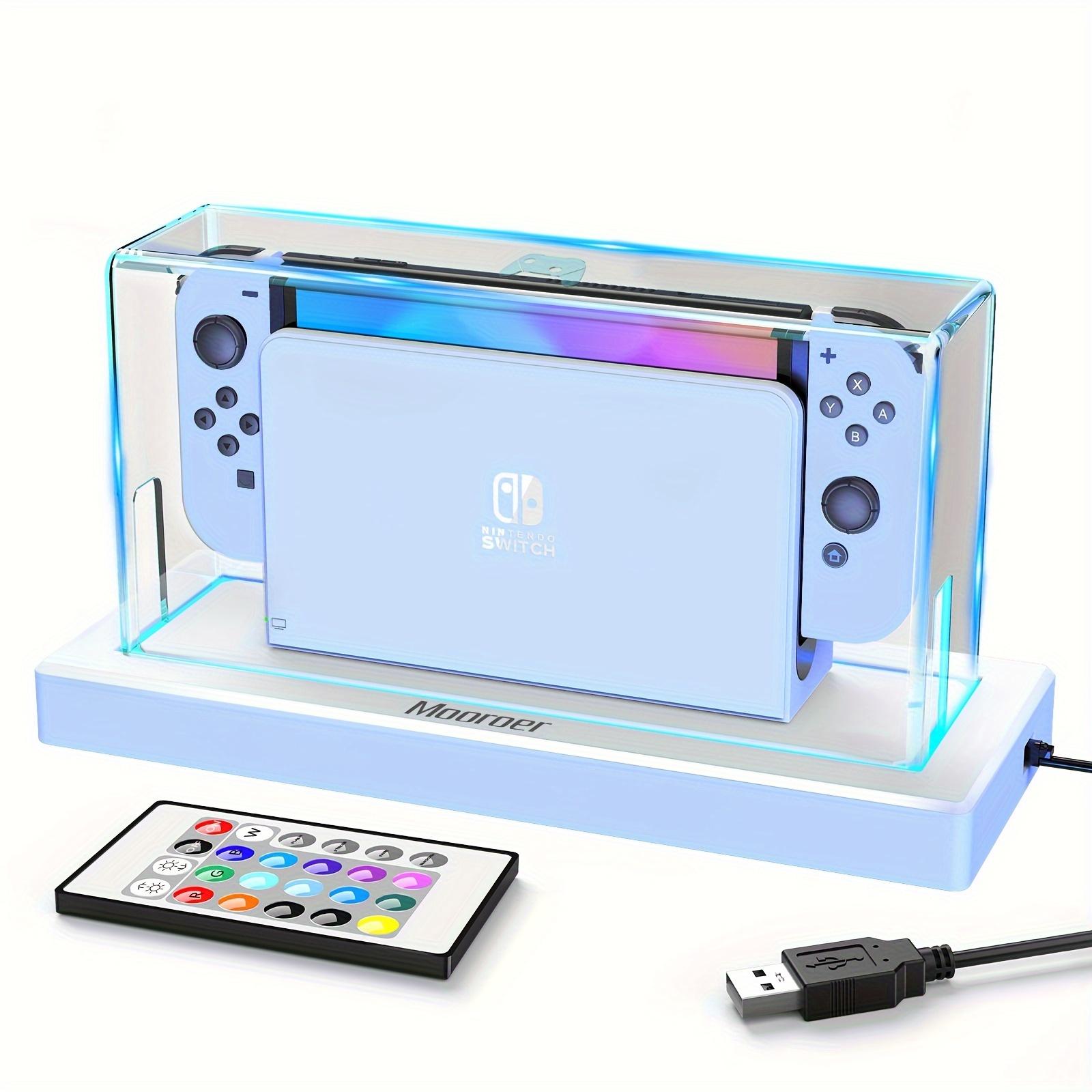 

Подходит для Nintendo Switch, акриловый пылезащитный чехол, 16-цветная RGB светодиодная подсветка, водонепроницаемые и устойчивые к царапинам игровые аксессуары чистый