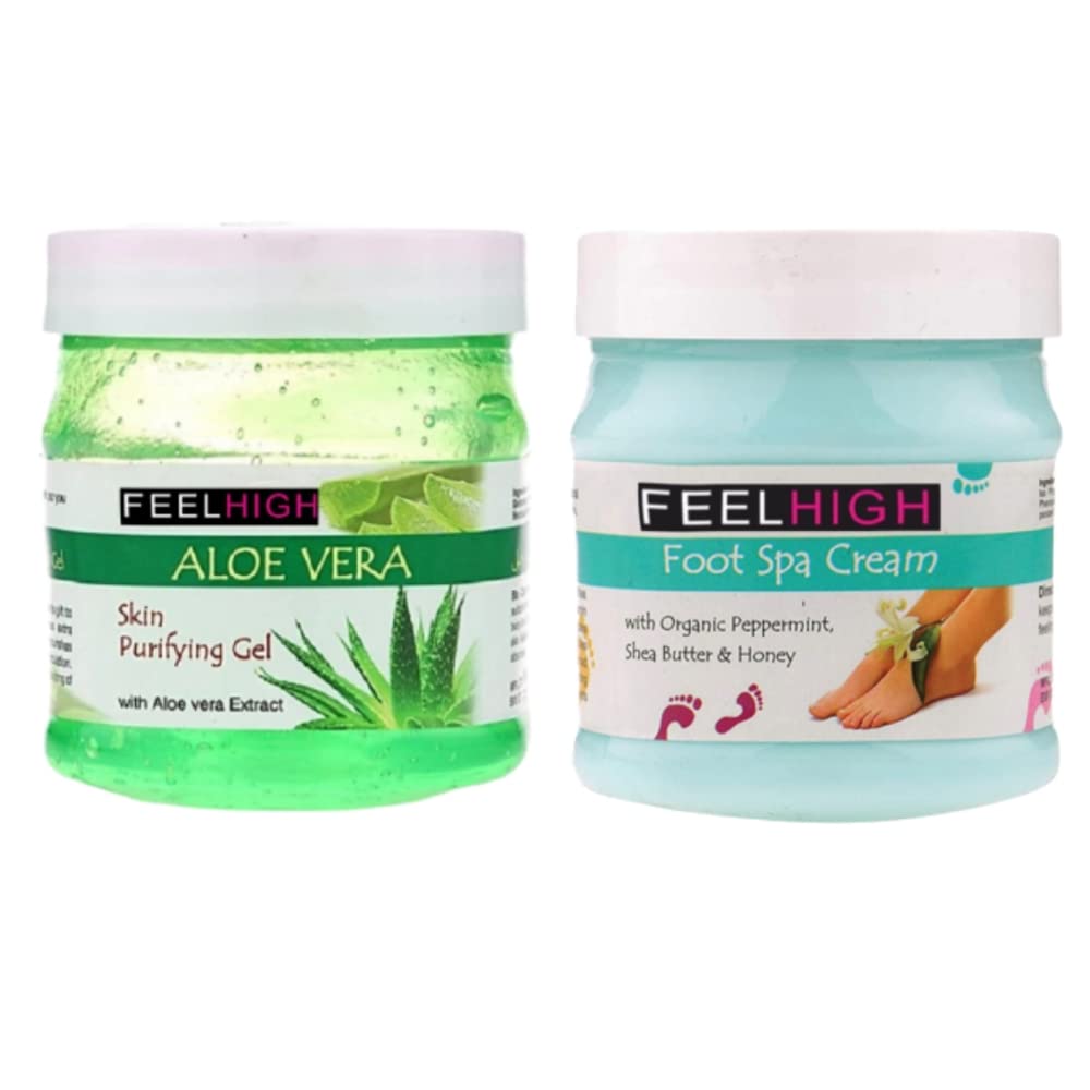 Feelhigh Aloe vera Gel and Foot spa Cream Combo (Pack of 2) Each 500ml