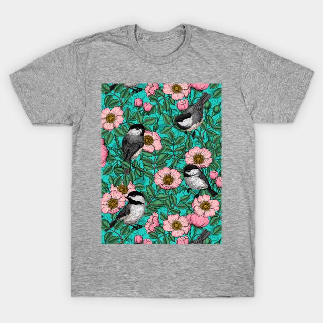 

Unisex Fashion TShirt Chickadees In The Wild Rose Pink And Blue Print TShirt Plus Size S-5XL T-Shirt 100%Cotton Tops O Neck Short Sleeve Tees 4XL сірий колір