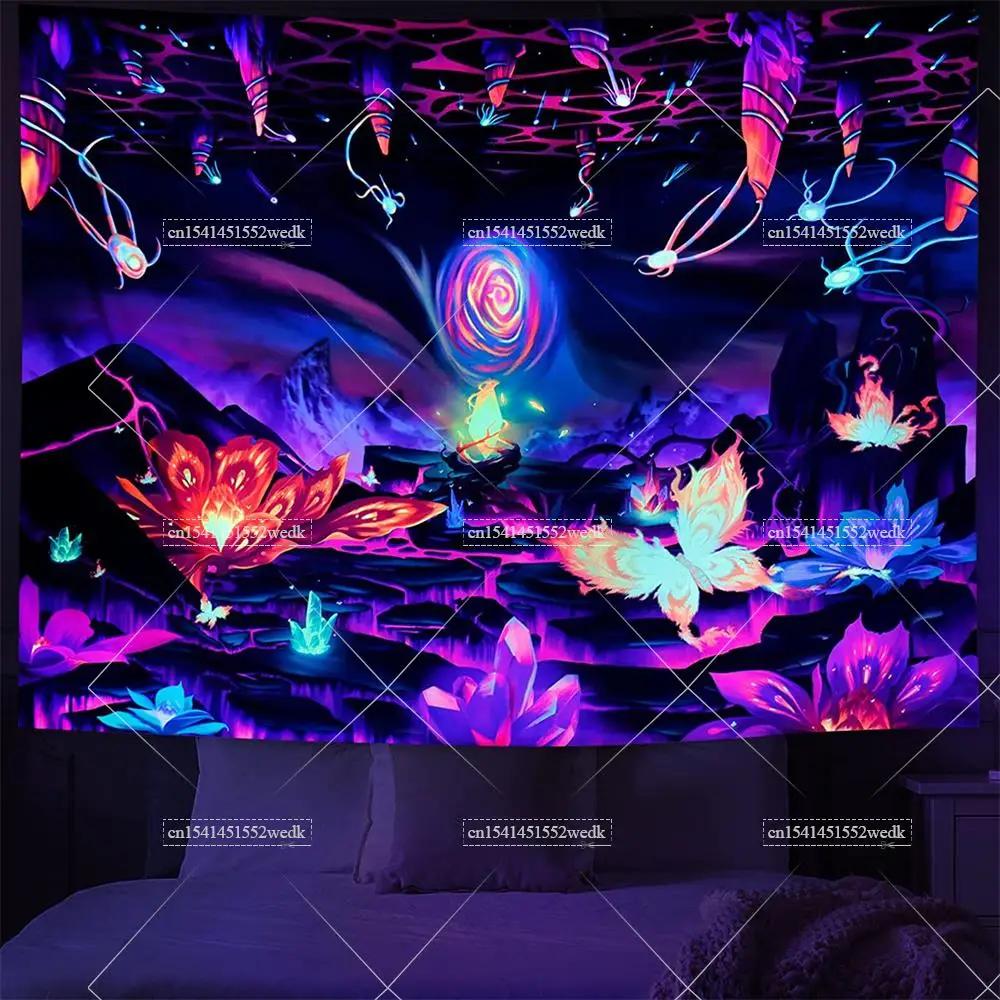 Adorable Cosmic World Wall Tapestry, Dreamy Nebula & Alien Landscape Design Soft Hanging Decor, Perfect Gift For Sci-Fi & Space