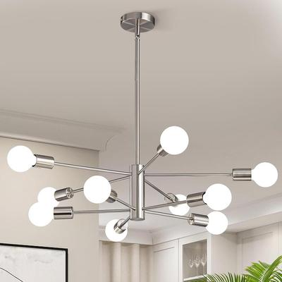 Modern Sputnik Chandeliers Light, 6/8/10/12-Light Chandeliers for Dining Room, Height Adjustable Ceiling Lights Farmhouse Chandelier for Kitchen