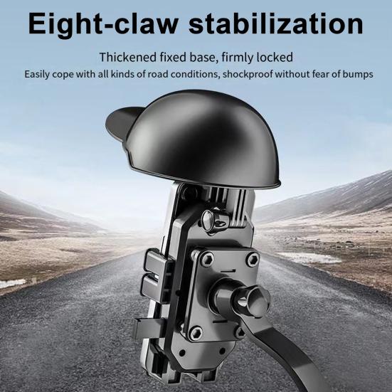 Helmet Style Mobile Phone Holder One-Hand Operation Adjustable Angle Anti-Shake High Stability 360-degree Rotatable Universal Phone Mount