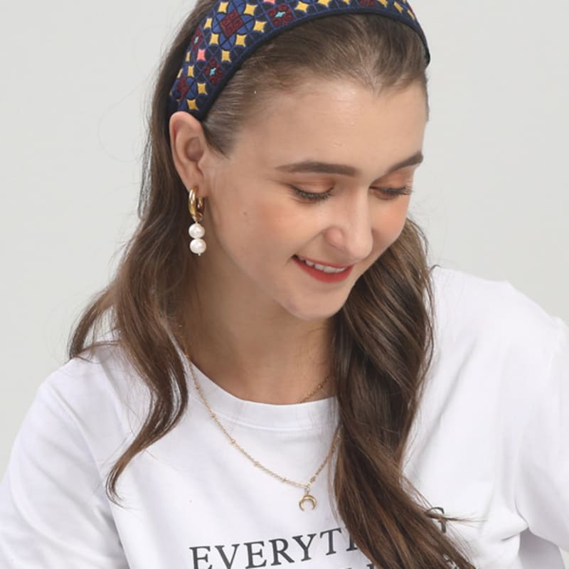 LALA Ethnic Lattice Hairband P-BLACKBLUE