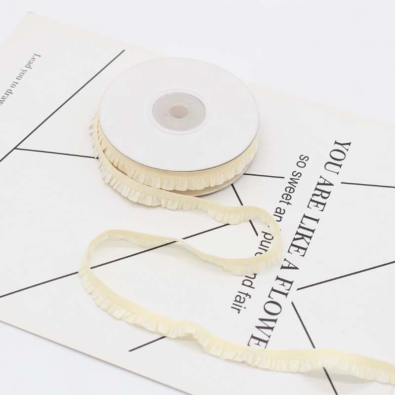 

5 ярдов многоцветное плиссированное эластичное кружево вышивка ткань отделка DIY головной убор одежда аксессуар для домашнего декора 1 см шириной светло-желтого