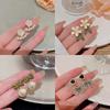 Sterling Silver Bow Gardenia Stud Earrings - Light Luxury Korean Style