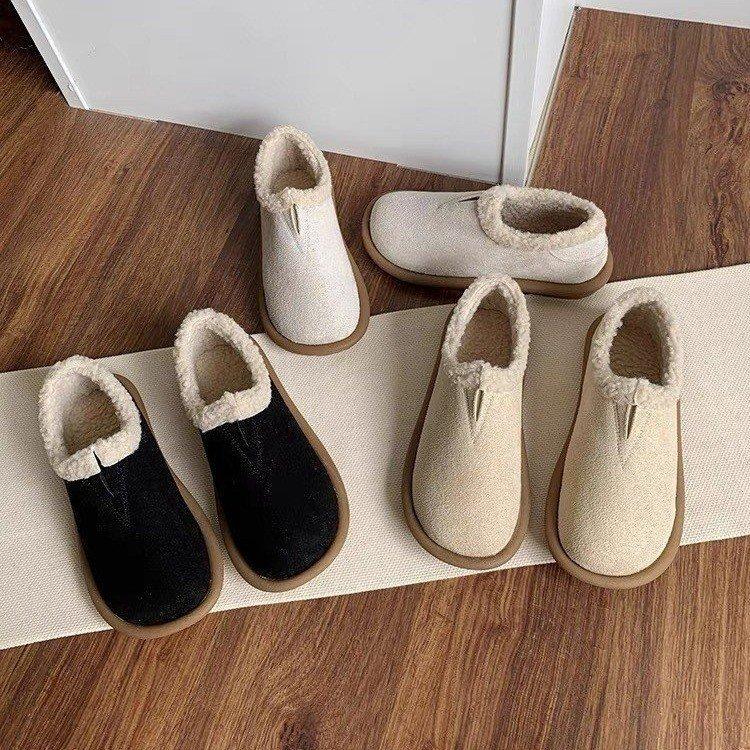 Soft-soled Doudou shoes women's 2025 winter new non-slip snow boots fleece warm loafers flat-soled thickened cotton shoes