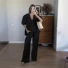 Women Spring Summer Holiday Pant Set Suits Cotton Solid Outfits V-neck 2 Two Piece Matching Set for Women
