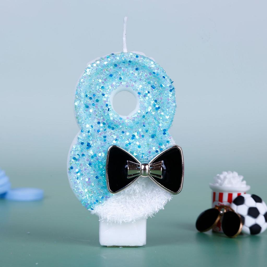 Birthday Candles Blue Glitter Birthday Cake Candles Number Candles Cake Topper Decoration for Wedding Party Kids Adults Number 5