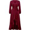 New Hot Sale Spring Autumn Women's Long Sleeve Satin V Neck Dress European American Style