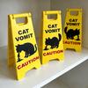 Cat Vomit Caution Sign Humorous Cat Puke Warning Sign Novelty Gag Gifts for Pet Lovers Home Desk Decor