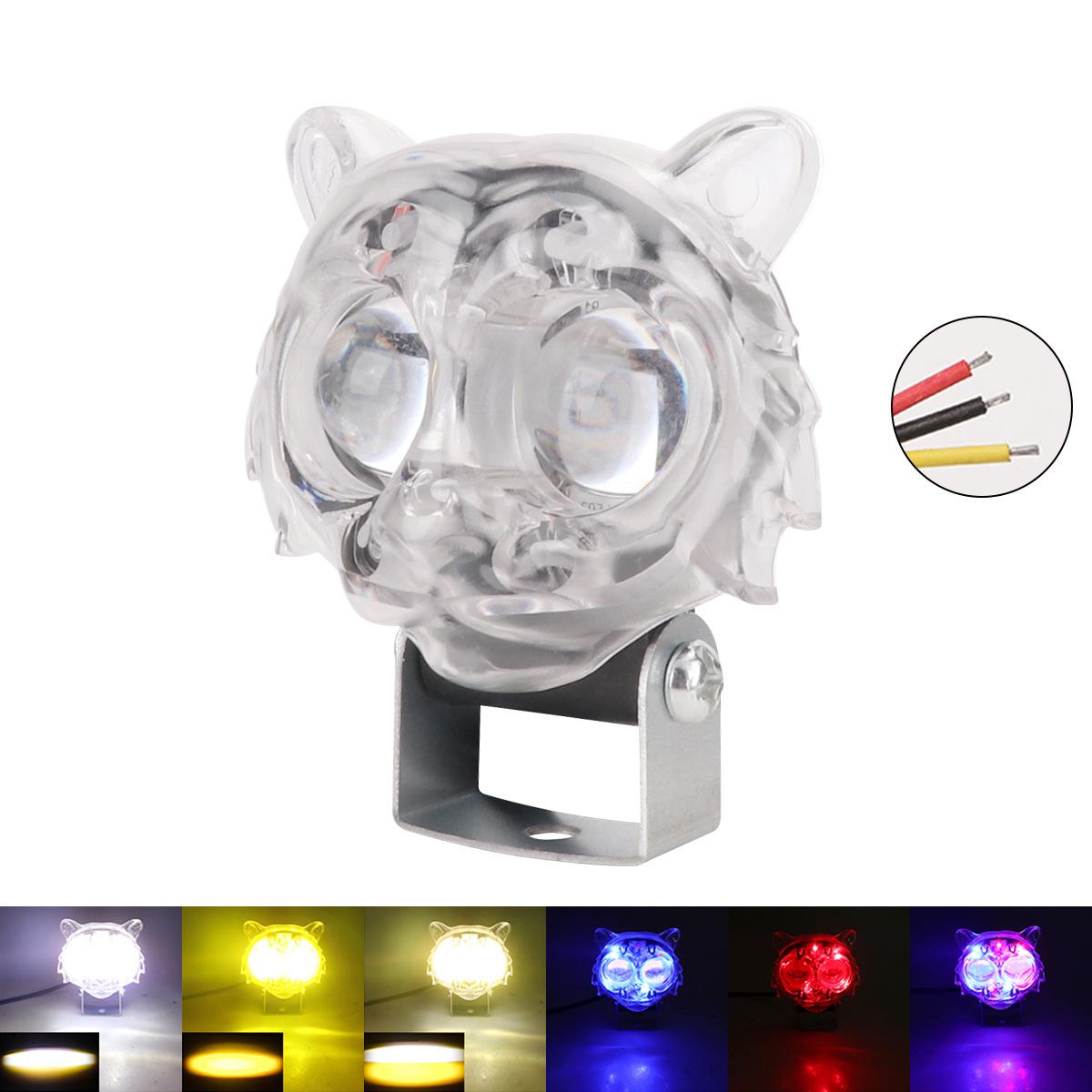 

Cross-Border Motorcycle Front LED Colorful Owl & Tiger Style Headlight White Yellow Flash