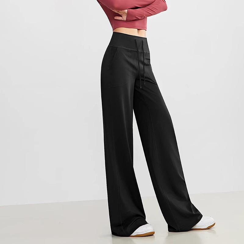 Sweatpants Yoga pants Women's Lycra antibacterial high waist pocket straight trousers loose and thin sportswear fitness pants