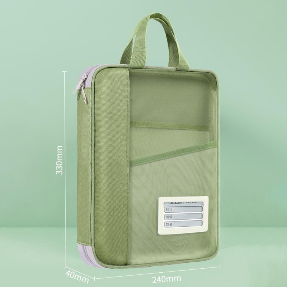 New Nylon Mesh Tutoring Bag Large Capacity Thickened File Bags Portable Multi Layer Zipper Pouch Bag Students