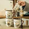 European Luxury Coffee Cup Cappuccino Latte Cup Retro Ceramic Spoon With Lid