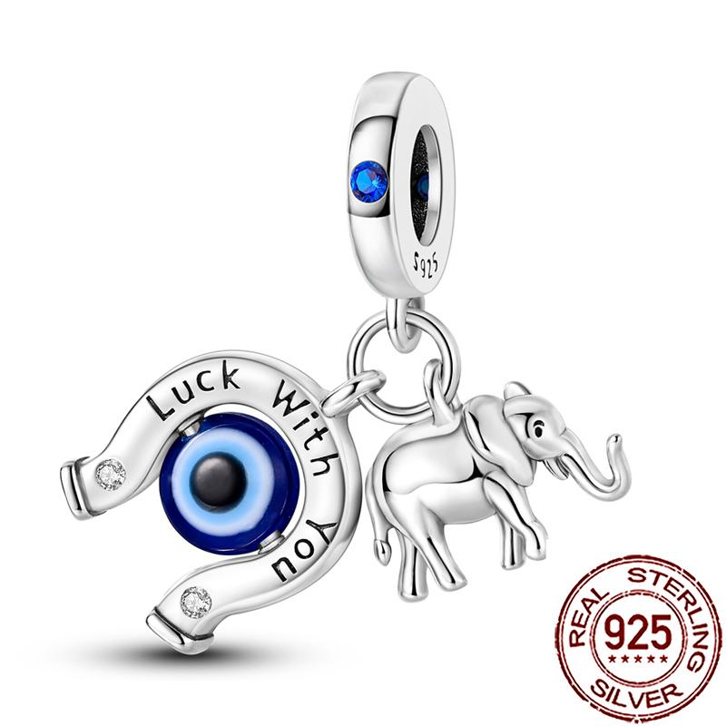 Charms Copper Lucky Horseshoe Clover Dreamcatcher Feather Dangle Beads Fit Bracelet Necklace Women Diy Jewelry