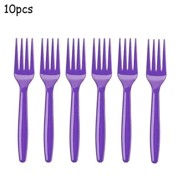 CICIMINI Solid Color Tableware Knives Forks and Spoons Red Pink Purple Black Green Yellow Wedding Birthday Disposable Tableware