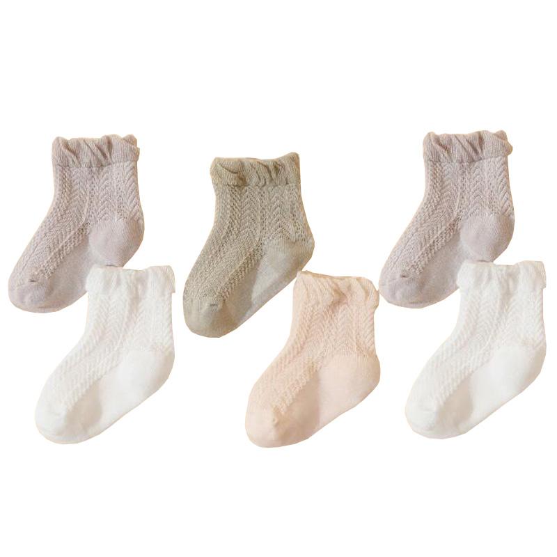 3Pair/lot New solid color thin mesh baby socks