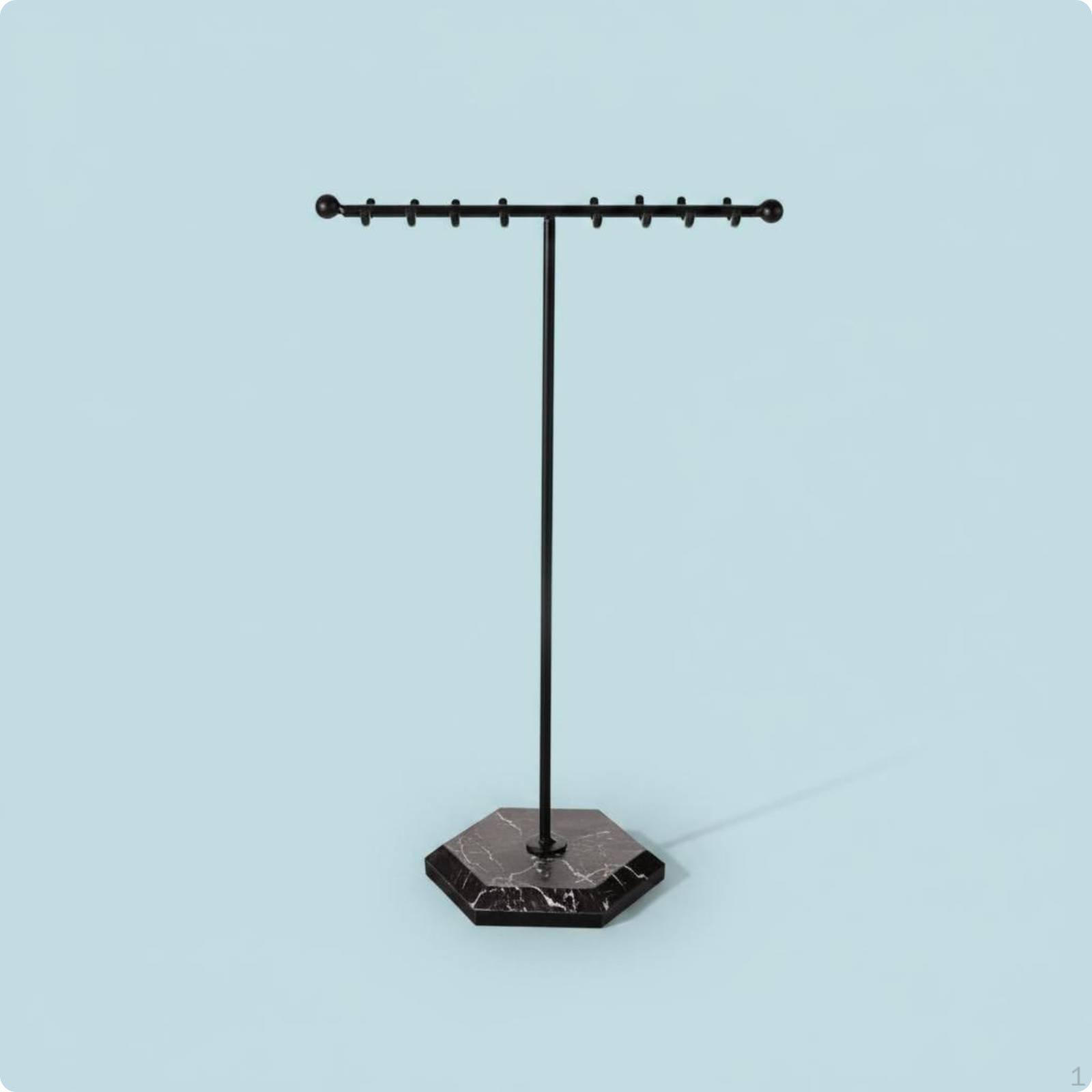 16 Hook Earring Stand Marble Pattern Base Double Row Jewelry Rack Desktop Design Crossbar