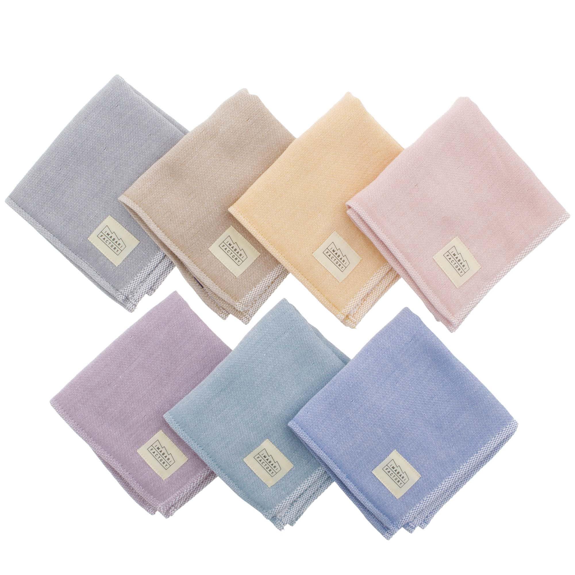 

Imabari Factory Imabari Towel 25 x 25 cm Made in Available in and Navy Handkerchiefs, 7-Piece Set, Approx. (Each Handkerchief), Japan, Gray, Beige,