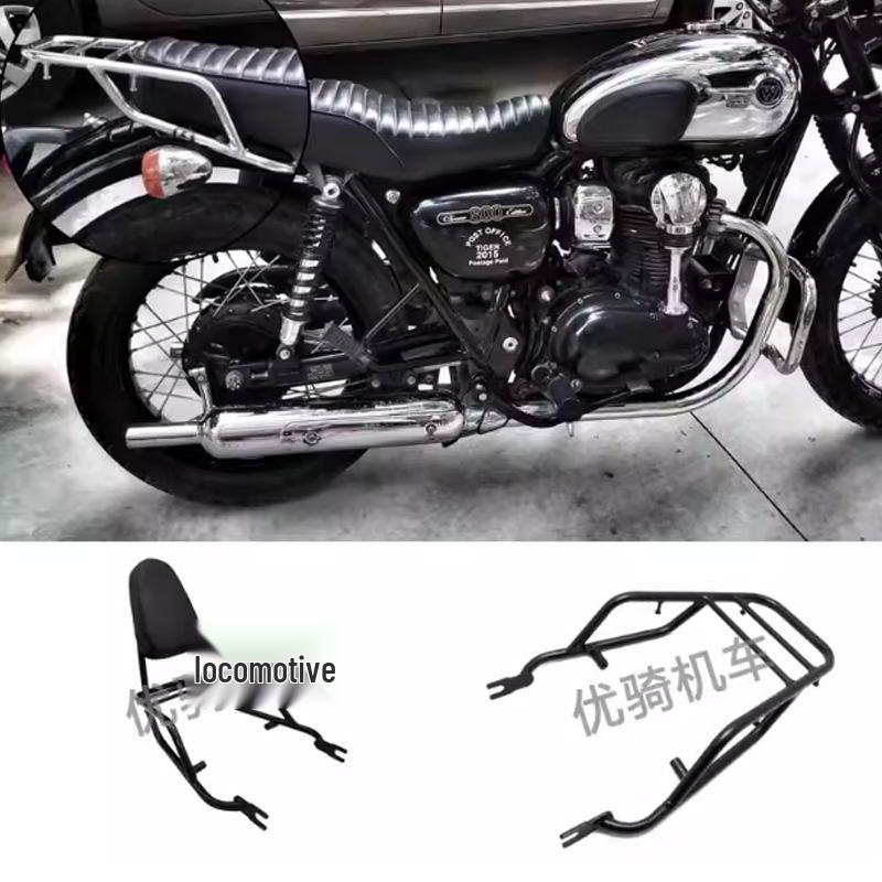 

Premium Guardrails Compatible with Kawasaki W400/W650/W800 Rear Seat/Tail Rack Modification Black guardrail