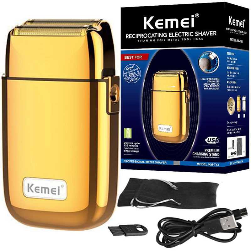 

Kemei KM-TX1 оригинальная цельнометаллическая электробритва для мужчин, парикмахерский триммер для лысых волос, машина для стрижки волос бороды золотого, серебряного цвета