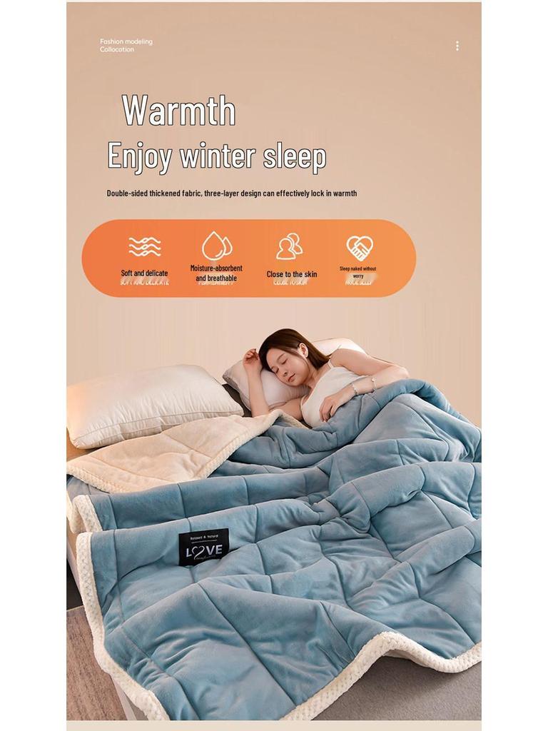 Milchsamt Verdickte Dreilagige Fleecedecke für Einzel- oder Doppelbett - Warme und Kuschelige Tagesdecke, Perfekt für Geschenke und Gruppenbestellungen