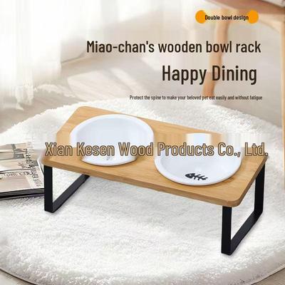 Wooden Double Cat Bowl Stand – Detachable Feeder Table