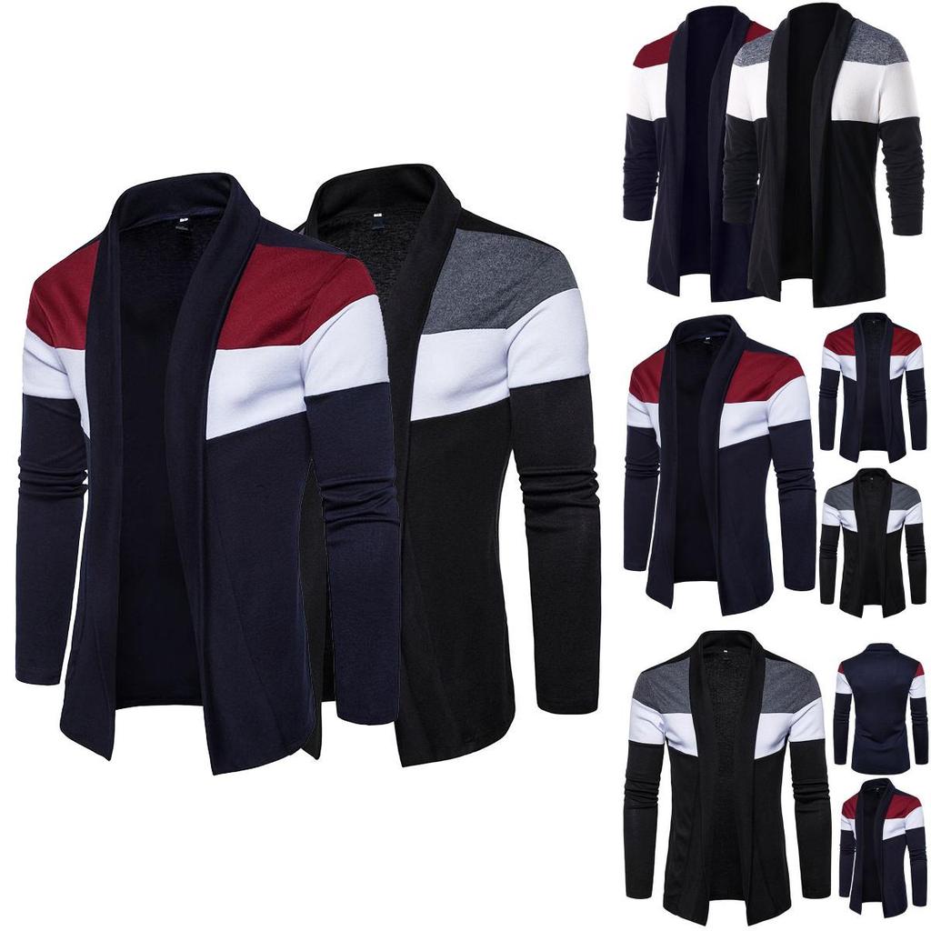 Exquisite Men's Plain Knitted Cardigan Long Sleeve Slim Fit Sweater Jacket