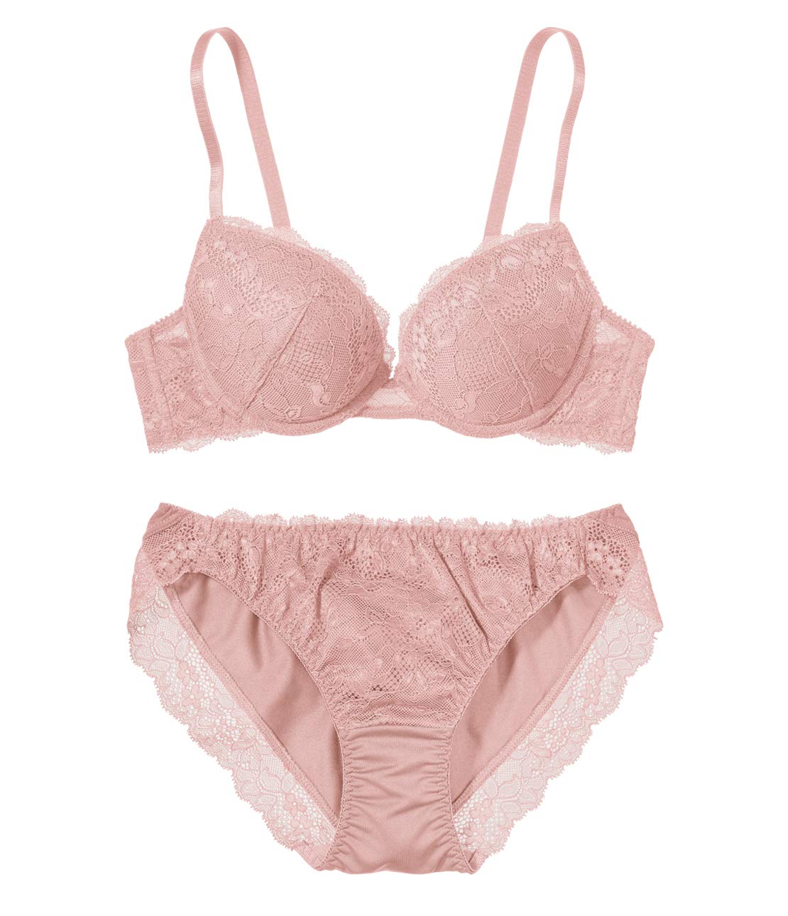 

full bra and shorts Nachukore simple lace bra top and bottom ash B70 [Peach John] [Push-up, bust, all-lace set] set, set, pink,