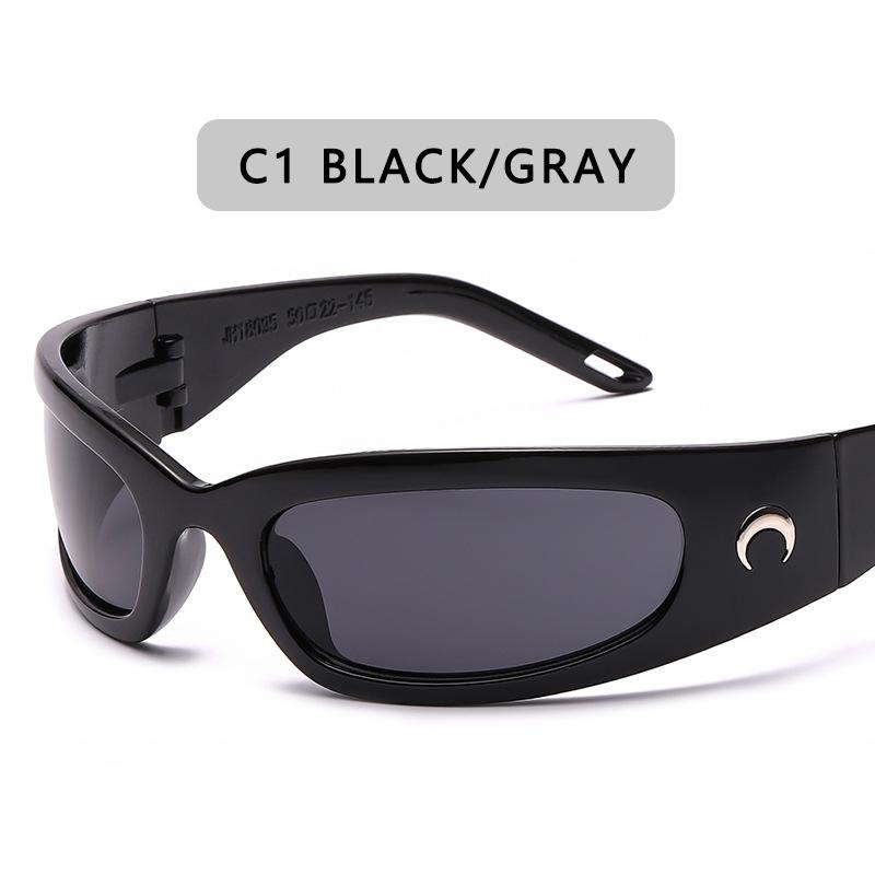 New Moon Rectangular Sunglasses for Women Man Vintage Outdoor Cycling Sports Hip Hop Punk Sun Glasses UV400 Trend Female