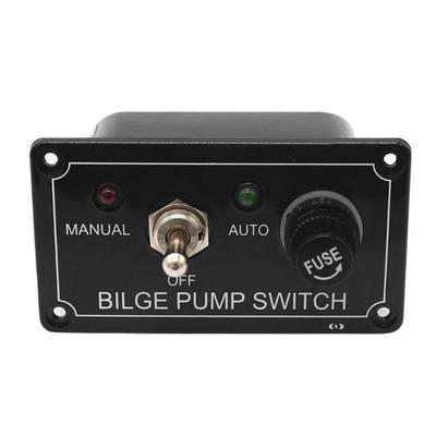 Panel de Interruptores de Bomba Marina de 3 Vías CC 12V Panel de Interruptores de Bomba de Achique Marina con Fusible Interruptor Manual-Apagado-Automático para Yate Caravana Camión Barco RV
