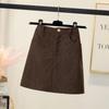 2026 Autumn/Winter Plus Size Corduroy High Waist A-line Black Short Skirt