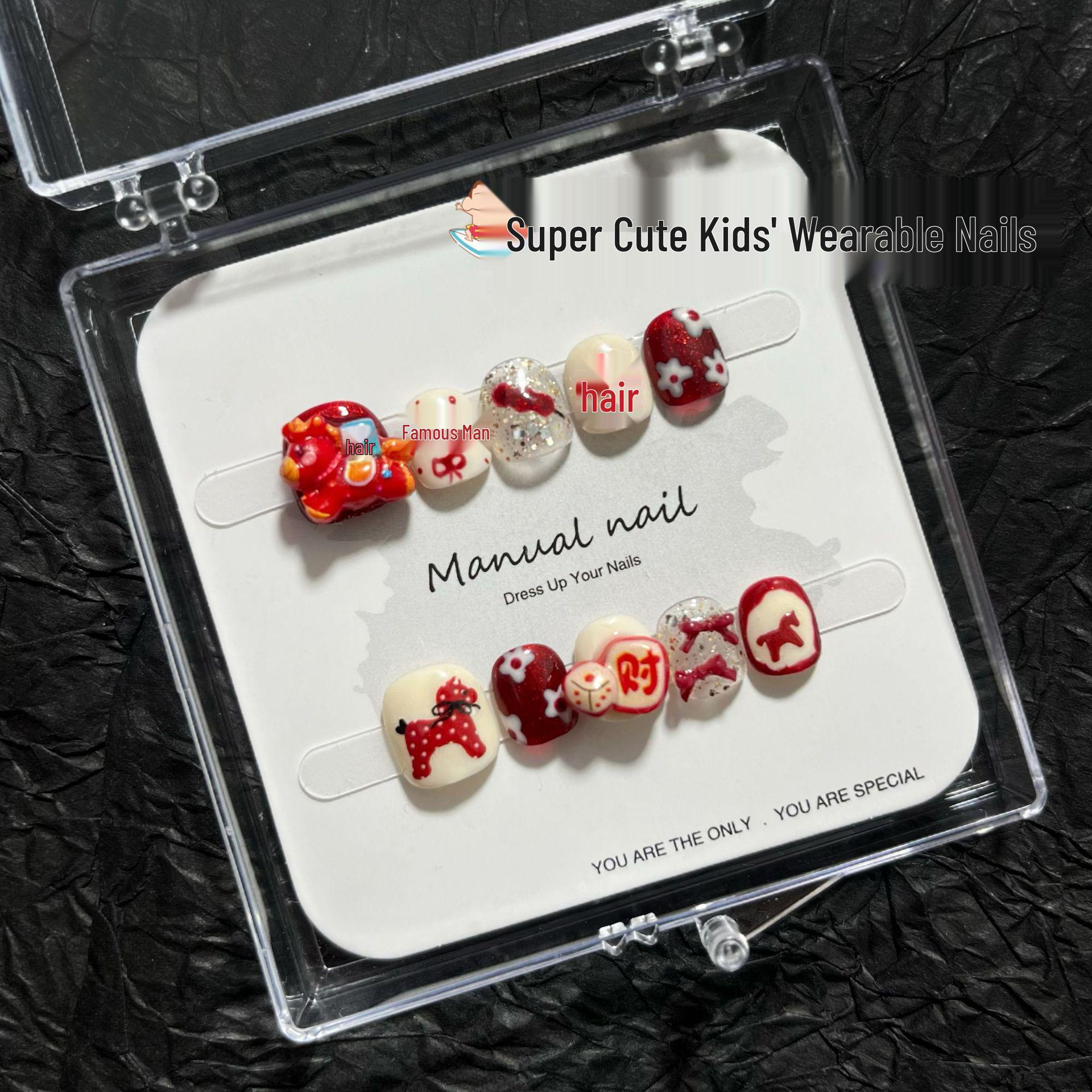 Детские мультяшные наклейки для нейл-арта - Милые, Съемные, Короткие круглые (S129) Medium (7-10 years old)