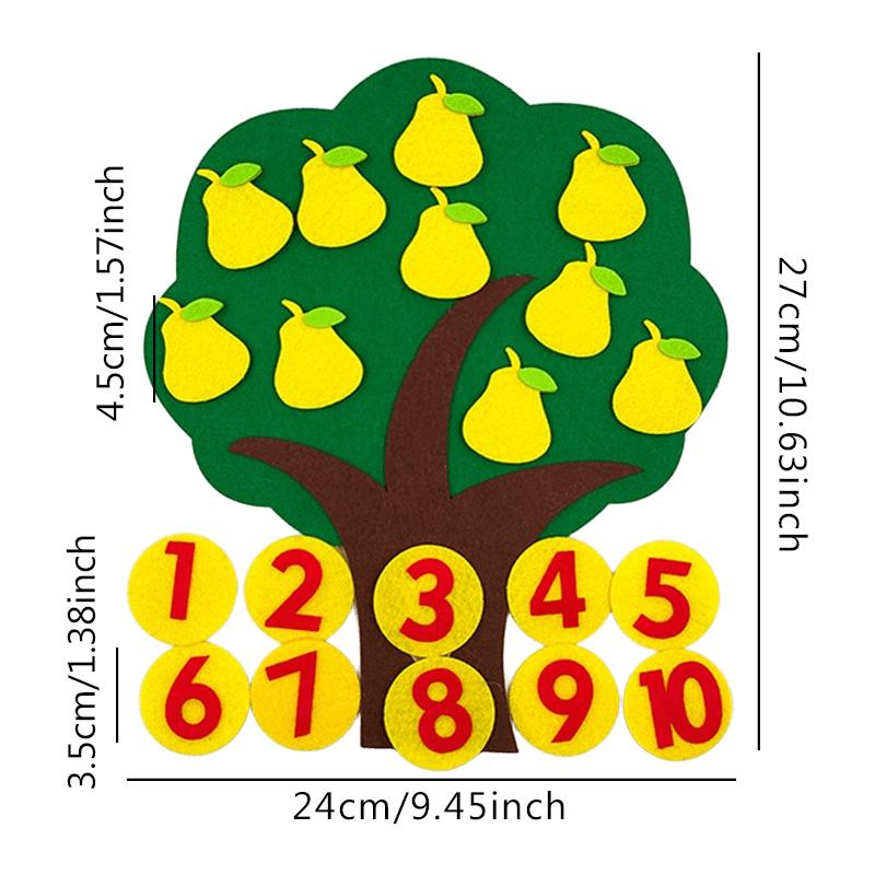 2 Mixed Set Fruit Tree Felt Jigsaw Puzzle Non-woven Apple Pear Orange Peach Trees DIY Handcrafts Early Education Props Gifts ZYF