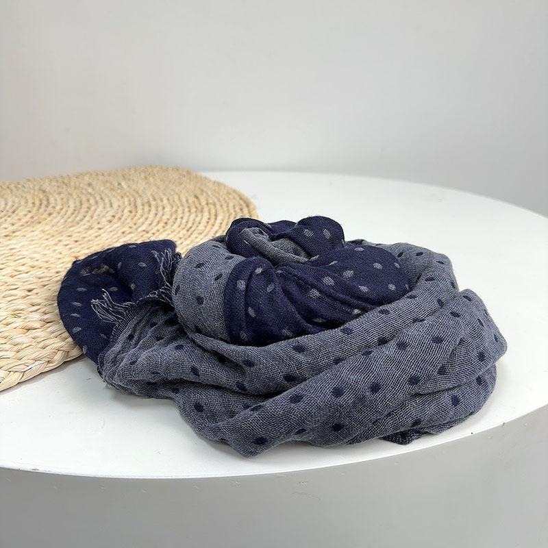 Autumn And Winter Batik Soft Feel Scarf Navy Blue Five-Pointed Star Jacquard Yarn Printed Warm Shawl