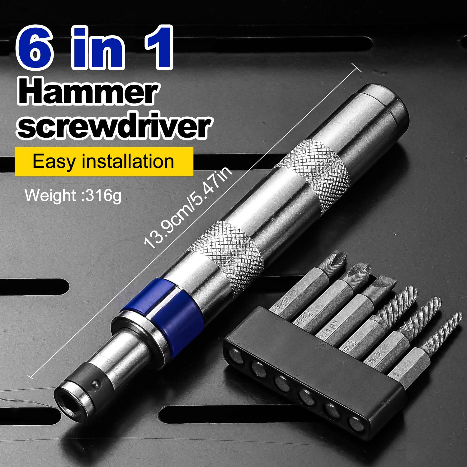 

6in1 Screwdriver Set 1/4-inch Impact Drive Rusted Stuck Broken Fasteners Remover with Complete Specifications синій