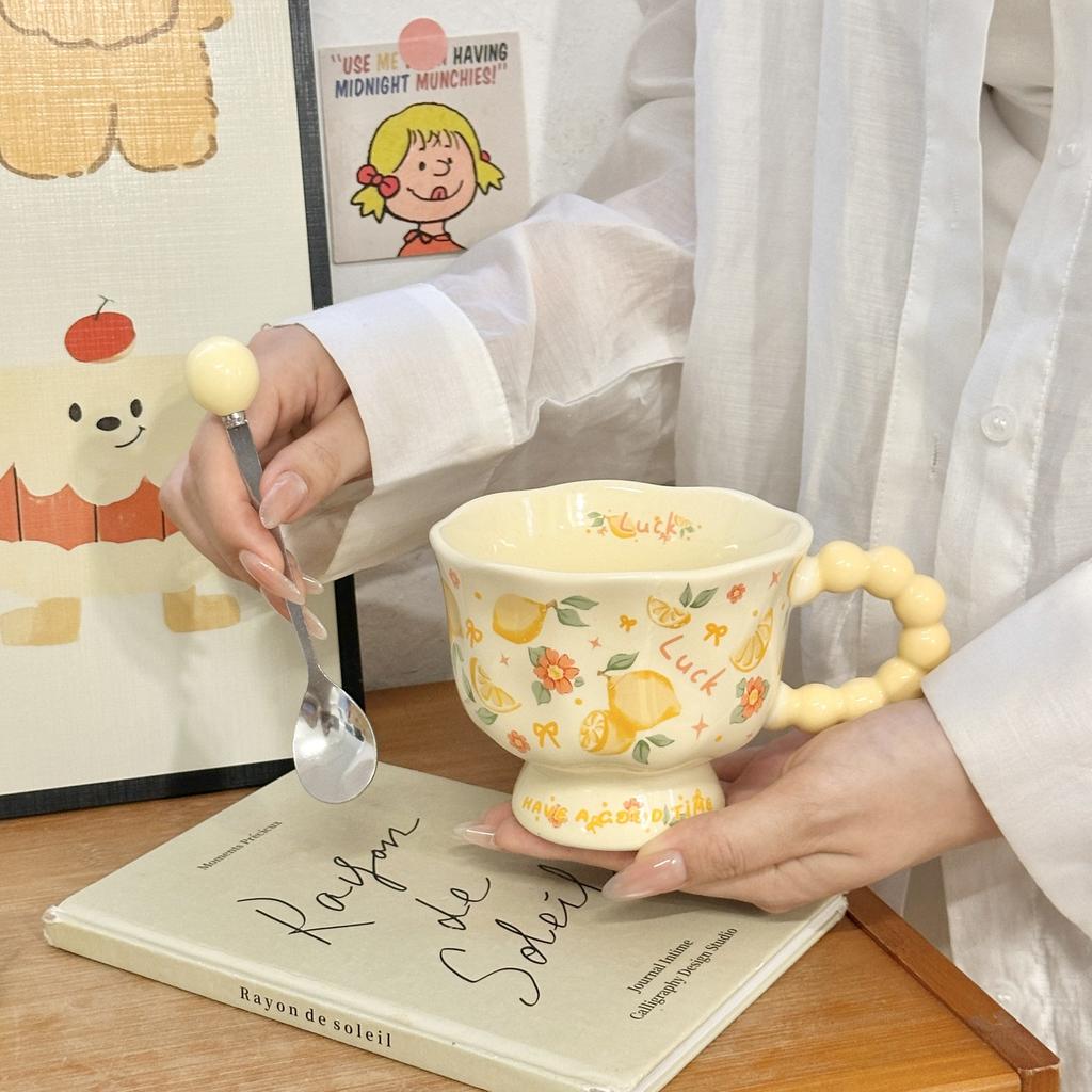 Windige Sommerfrucht Keramiktasse Hoch Aussehende Mädchen Tasse Paar Wasserbecher Zuhause Kinder Frühstückstasse