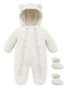 AIEOE Baby Long Sleeve Coverall and Socks Set for Newborn Boys and Down Jumpsuit with Fleece Warm Front Cute Bear Walking Size 73cm Clothes, Romper,
