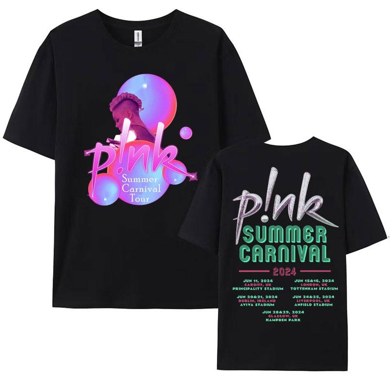 Pnk Pink Singer Summer Carnival 2024 Festival WORLD Tour Tee Shirt Womens Men Clothing Aesthetics Oversized Tshirt Streetwear
